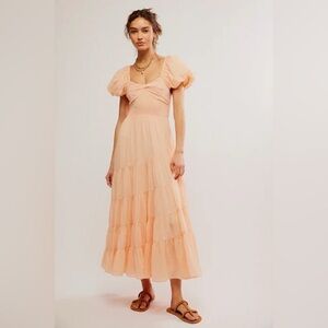 Free people Sundrenched Short-Sleeve Tiered Dress L Women's Casual B2651